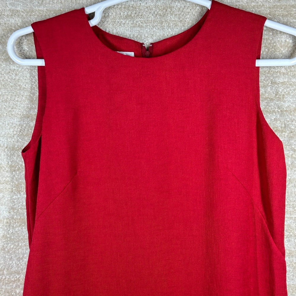 Leslie Fay Womens Quiet Luxury Sheath Sleeveless Dress Back Zip Red 12